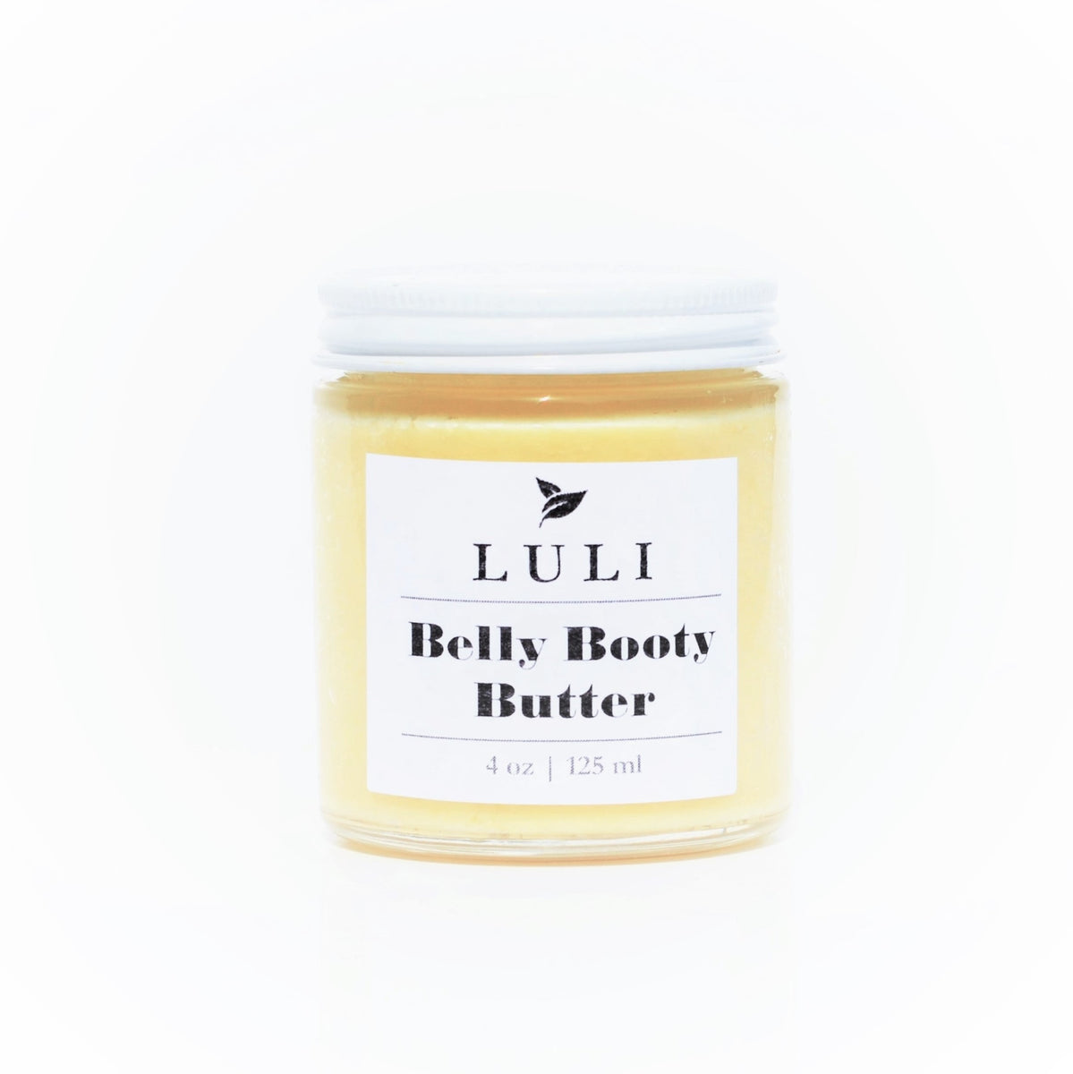 4 oz glass jar with metal lid of body butter for dry skin or skin irritations